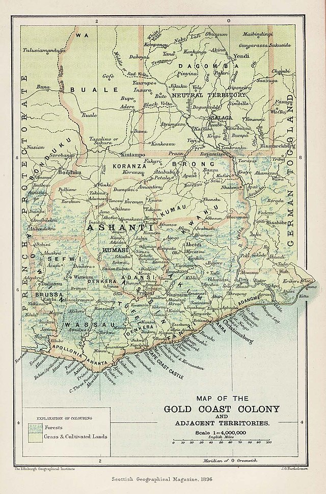 Mapa británico de 1896 de la colonia de Costa del Oro
