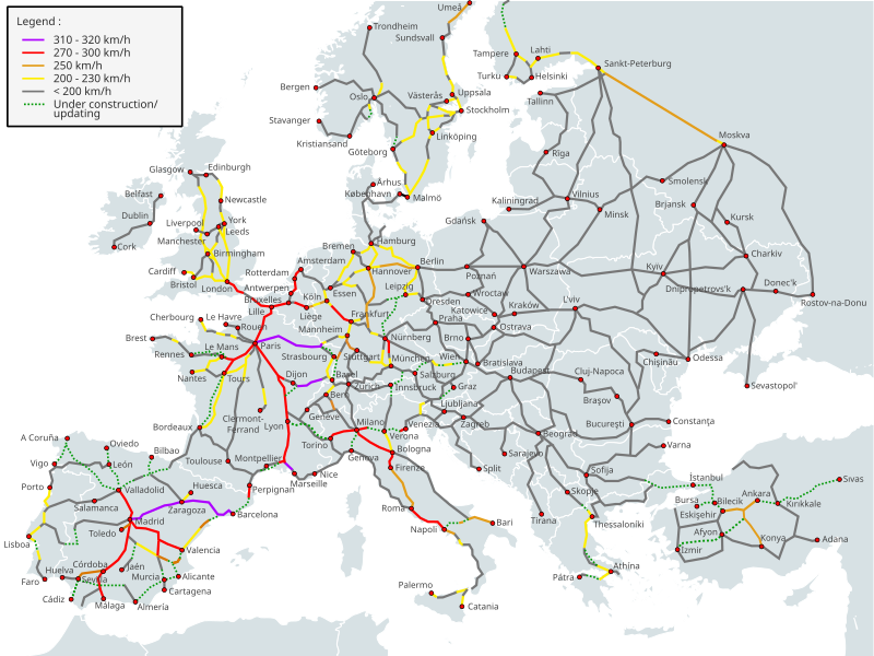 File:High Speed Railroad Map Europe 2011.svg