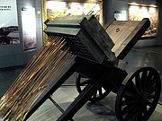 A life size reconstruction of a hwacha that launches singijeons - the Korean fire arrow.
