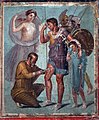 Лікування рани вояка (хірург Япікс виймає стрілу зі стегна Енея), фреска Будинку сірійця, Помпеї.Національний музей археології (Неаполь)