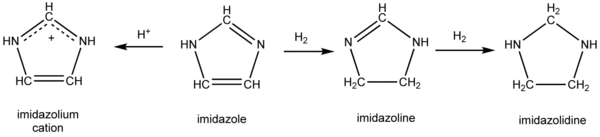 Figure. Relación química entre el imidazol y sus derivados reducidos.
