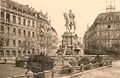 Kaiser-Wilhelm-Ring – Denkmal Kaiser Wilhelm I. (links Stadtpalais Pfeifer Nr. 31, rechts Hotel Kaiser Wilhelm Nr. 43 zwischen Hermann-Becker-Straße und Hansaring), um 1910