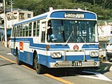 1980年代から90年代まで使用された青基調の市内路線用車塗装 （5242　1993年8月撮影）