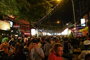 Changkat Bukit Bintang, an upmarket gastronomy area and red light district in Kuala Lumpur at night.