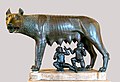 Image 25Capitoline Wolf, sculpture of the she-wolf feeding the twins Romulus and Remus, the most famous image associated with the founding of Rome. According to Livy, it was erected in 296 BC. (from Founding of Rome)