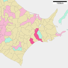 Situering van Kushiro in de prefectuur Hokkaido