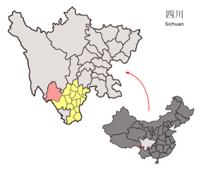 Poziția localității Districtul autonom tibetan Muli