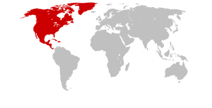 Continents with North America marked