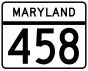 Maryland Route 458 marker