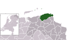 Highlighted position of Eemsmond in a municipal map of Groningen