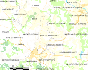 Poziția localității Aïcirits-Camou-Suhast