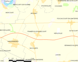 Mapa obce Framerville-Rainecourt