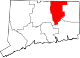 State map highlighting Tolland County