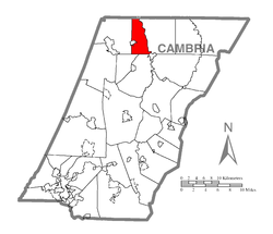Map of Cambria County, Pennsylvania highlighting Elder Township