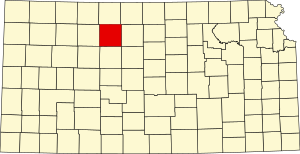 Map of Kansas highlighting Rooks County