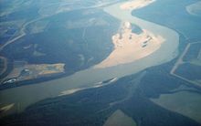 Shifting sand bars made early navigation difficult. Mississippi River-sand bars.jpg