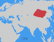 The expansion of the Mongol Empire over time.