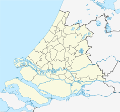 Mapa konturowa Holandii Południowej, w centrum znajduje się punkt z opisem „Nieuwerkerk aan den IJssel”