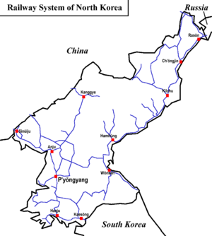 Jernbanenettet i Nord-Korea.