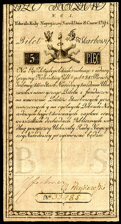 POL-A1a-Bilet Skarbowy-5 Zlotych (1794 First Issue).jpg