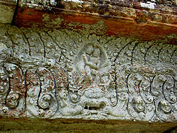 Lintel showing Shiva fighting Arjuna, gopura three.