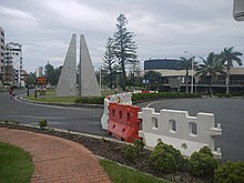 A barrier on the state border of Queensland and New South Wales preventing interstate travel in April 2020 during the COVID-19 pandemic in Australia. Qld Border Closure - Coolangatta Boundary St.jpg