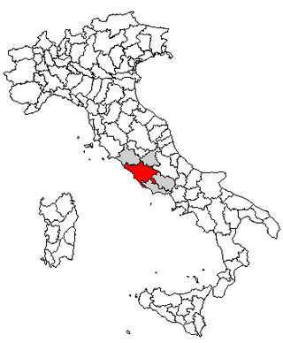 Karta över Italien med Provincia di Roma markerat