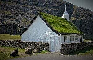 斯特萊默島北部薩克森（英語：Saksun）村的教堂