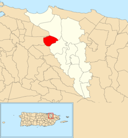 Location of San Antón within the municipality of Carolina shown in red