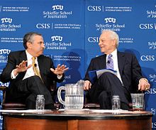 Thomas Friedman, a columnist for The New York Times, and Bob Schieffer, host of Face the Nation, at the CSIS-Schieffer Series Dialogues in March 2010 Schiefferseries.jpg