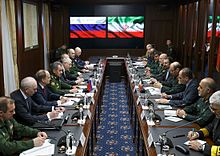 Russian Defense Minister Sergey Shoygu with Iranian Defense Minister Hossein Dehghan, 16 February 2016 Sergey Shoigu with Hossein Dehghan (2016-02-16) 06.jpg