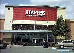 A typical Staples office supply store, in Onta...