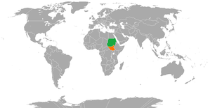 Mapa indicando localização do Sudão e do Sudão do Sul.