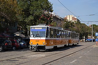Tatra T6B5 tram in Sofia, Bulgaria