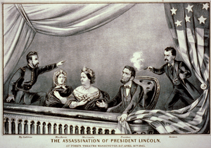 طبعة حجريَّة تُمثِّل اغتيال الرئيس الأمريكي أبراهام لينكولن