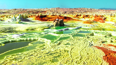 Spektakuläre Farben in Dallol