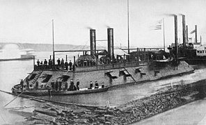 Casemate ironclad USS Cairo on a contemporary photograph.