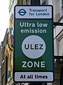 Sign showing entry to an ultra low Emission zone.