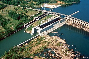 Wilson Lock and Dam, impounding Wilson Lake on...