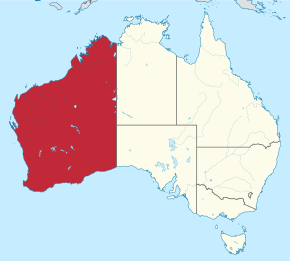 Localização da Austrália Ocidental na Austrália.