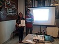 Timothy Glen Palacio receives his prizes from WLE PH project lead Maffeth Opiana