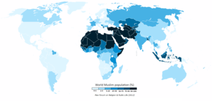 The Muslim population of the world map by perc...