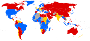 World map of travel and residence restrictions...