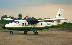 Twin engine passenger aircraft on the ground