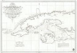 1837 map of western Cuba showing Cabo San Antonio