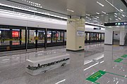 The platform in the foreground is used for stocking trains. Passengers wish to take trains in opposite direction should go through the concourse instead of waiting at the opposite platform.