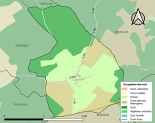 Carte en couleurs présentant l'occupation des sols.