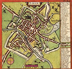 kart over York frå 1611