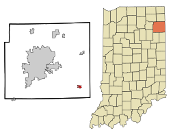 Location of Monroeville in the state of Indiana