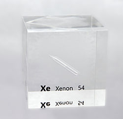 An acrylic cube specially prepared for element collectors containing an ampoule filled with liquefied xenon.JPG